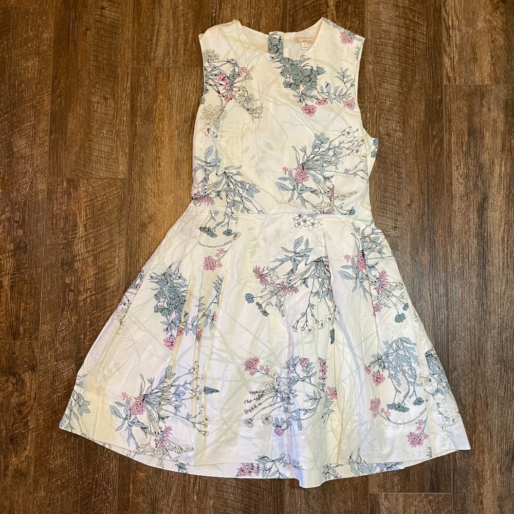 GAP 0 White Floral Print A-Line Mini Dress